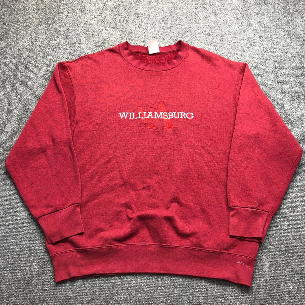 Vintage Fruit of the Loom Williamsburg VA Sweatshirt Red Crewneck Mens L